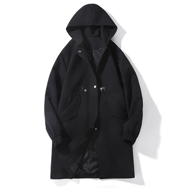 Men's Winter Fleece-Lined Parka – British-Inspired Hooded Long Coat With Zip Closure (Polyester Blend, Oversized Fit, Heavyweight)_viptrois.com