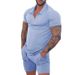 2025 Men's New Casual Contrasting POLO Zipper Lapel Shirt Short Sleeved Set_viptrois.com
