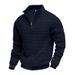 Men's Jacquard Checkered Half-Zip Sweatshirt – Stand Collar Pullover (Black/Grey/Khaki, Sizes S-XXXL)_viptrois.com