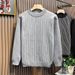New trendy autumn and winter casual round neck sweatshirt with fashionable stripes, loose and versatile pullover, long sleeved top_viptrois.com