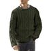 Loom 2024 Autumn Winter Cable Knit Sweater European American Solid Color Round Neck Long Sleeve Knitwear Export Large Size_viptrois.com