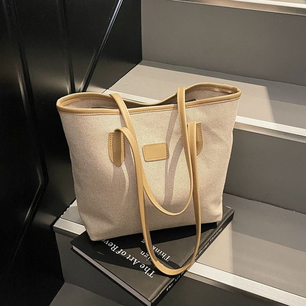Men's Handbags Simple Contrast High-capacity Commuter Tote Bag With Advanced Texture Vintage Hand Bill Of Lading Shoulder Cloth Bag_viptrois.com