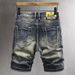 Summer New Denim Shorts For Men, Versatile And Trendy, Distressed Cropped Scraped Casual Pants, Trendy Brand_viptrois.com