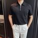 Business Casual Men's Short Sleeved Polo Shirt Turn down Collar Half Zip Breathable New Summer Style Secretly Sent_viptrois.com