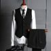 Elegant Men's 3-Piece Slim Fit Suit Set - Wedding Banquet Business Blazer Vest & Pants (Black/Navy, S-4XL)_viptrois.com