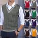 "Men's Cable-Knit V-Neck Vest – Prestige Wool Blend For Academic & Urban Layering (M-XXXL, 9 Colors)"_viptrois.com