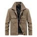 Men's corduroy jacket casual thickened warm cotton-padded jacket with rollover collar clip cotton cargo jacket_viptrois.com