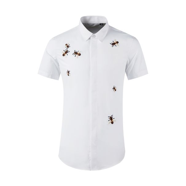 Men's Clothing Men's Slim Fit Cotton Shirt Short Sleeved Fashion Trendy Honey Embroidered Casual Clothing For Formal & Casual_viptrois.com