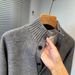 Men’s Mock Neck Knit Cardigan – Thickened Casual Pullover With Pockets (M-XXXL, Off-White/Grey/Black/Brown)_viptrois.com