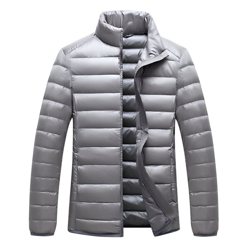 Men's Lightweight Short Down Jacket With 90% White Duck Down, Slim Fit Windproof Coat For Urban & Casual Wear_viptrois.com