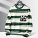 Men’s Streetwear Pocket Sweatshirt – Oversized Fit, Stripe & Logo Print, Lightweight Polyester (Olive/Deep Blue/Caramel, M-5XL)_viptrois.com