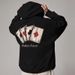Stylish Poker Print Hoodie For Men - Loose Fit Casual Pullover With Vintage Design, Long Sleeve Streetwear For Teens & Youth (Black/White, M-3XL)_viptrois.com