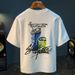 Men's Printed New Trend Fashionable Versatile Summer Clothes Top Loose Trendy Brand Short Sleeved Half Cut T-shirt_viptrois.com