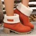 Large-size snow boots one shoe two women's chunky heel mid-calf boots_viptrois.com