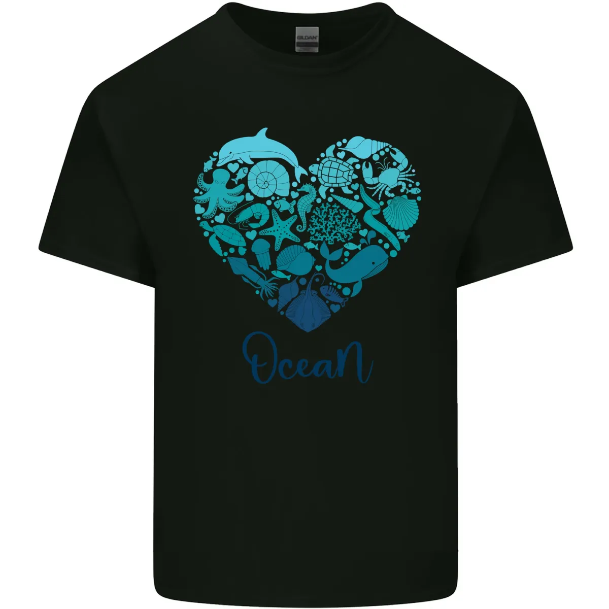 Ocean Heart Ecology Dolphin Turtle Whale Octopus T-Shirt Mens Womens Tees Top Childrens_viptrois.com