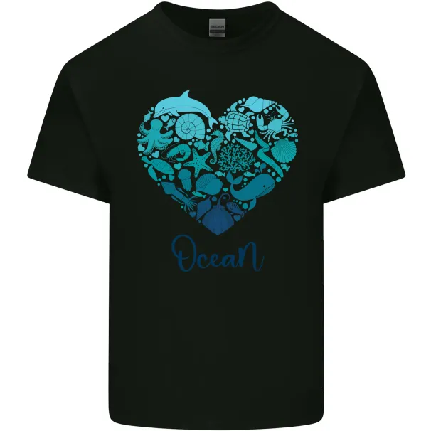 Ocean Heart Ecology Dolphin Turtle Whale Octopus T-Shirt Mens Womens Tees Top Childrens_viptrois.com