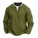 Men's T Shirt Fake Two Piece Double Layer Henry V Neck Fashion Stitching Large Size Bottoming Shirt Pocket Men's Long Sleeved T_viptrois.com