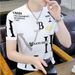 Clearance Leak-picking Counter Withdrawal Tail Order Foreign Trade Fashion Brand Ice Silk Short Sleeve T-shirt Men's Half Sleeve Top Clothes_viptrois.com