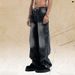 American Jeans Unisex Washed Vintage Loose Wide Leg Straight Trendy High Street Pants_viptrois.com