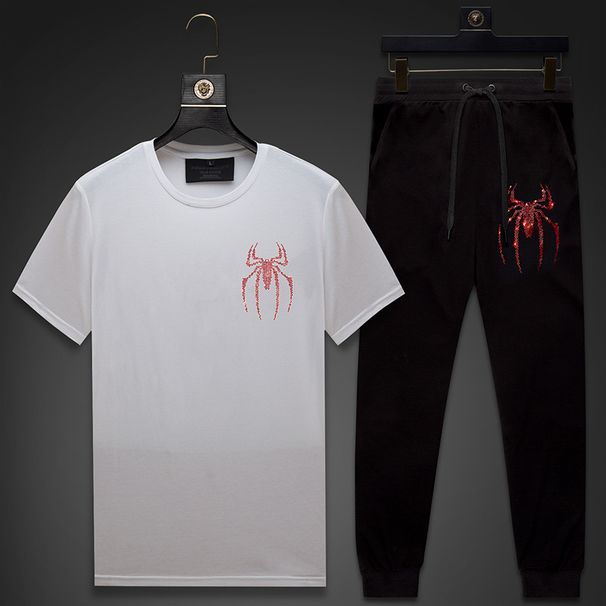 Men's Clothing Fashion Trendy Summer Hot Diamond Spider Slim Short Sleeved T Shirt Men_viptrois.com