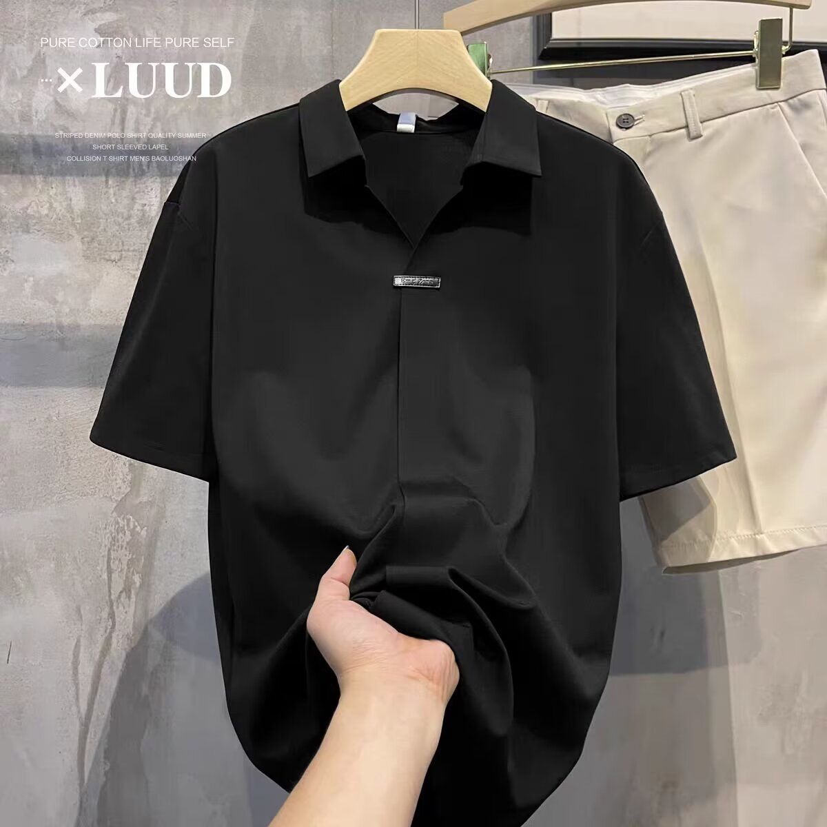 Men's Clothing Short Sleeved Men's Polo Shirt Handsome Trendy New Summer Thin V Neck Polo Shirt Men_viptrois.com
