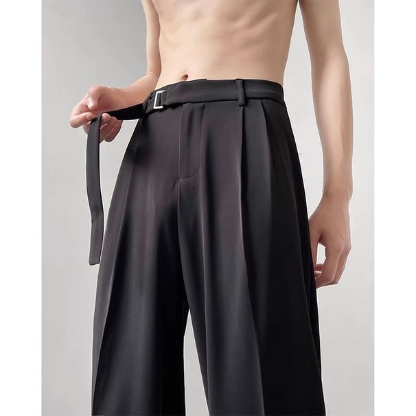 Men's Clothing Ice Silk Trousers Thin Shorts Straight Wide Leg Casual Long Trousers_viptrois.com