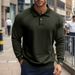 Men's Classic Heavyweight Polo Shirt - Retro American Style Long Sleeve Casual Shirt For Men (S-XXXL, Multiple Colors)_viptrois.com