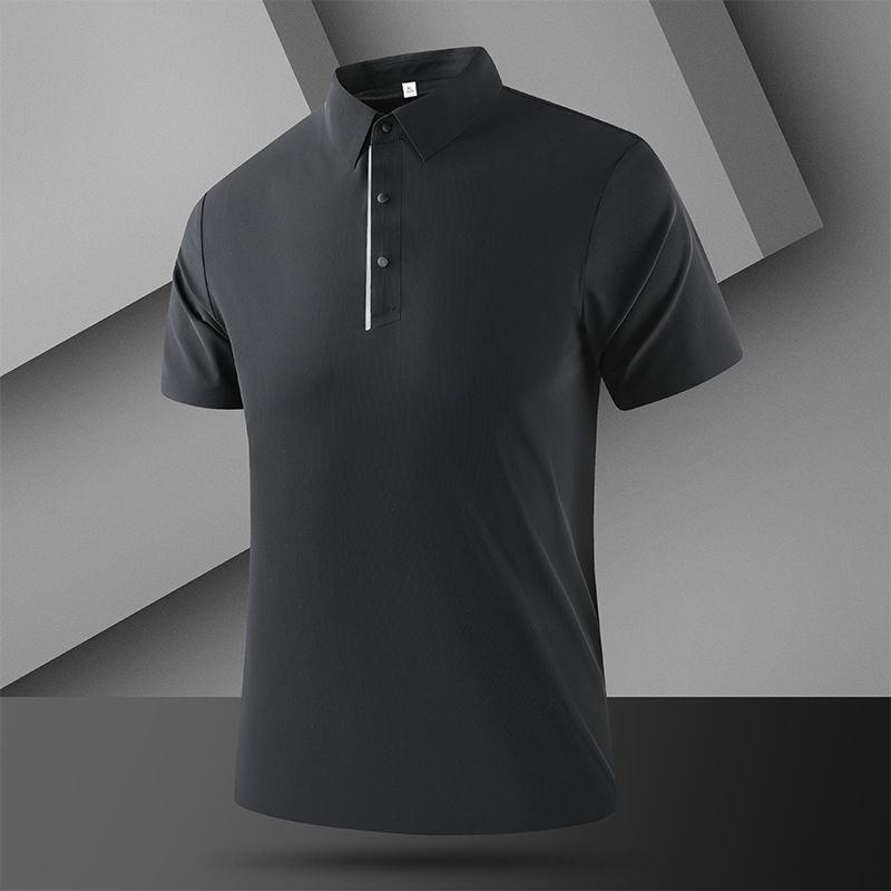 Men's Clothing Summer Men's Business Polo Shirt Ice Silk Skin Friendly Comfortable Fabric Lapel Business Casual Fashion Trend Short Sleeve_viptrois.com