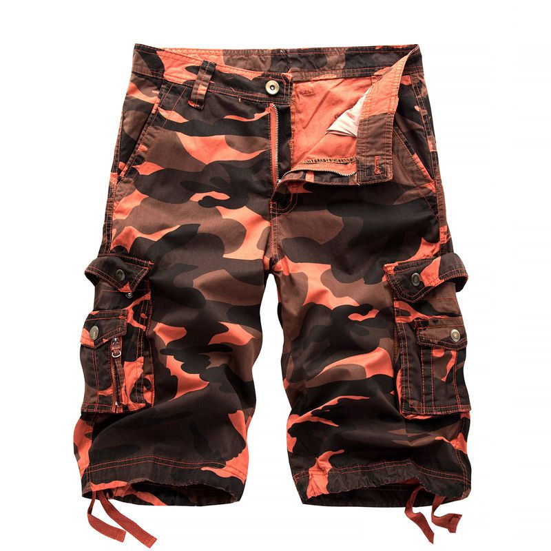 Men's Camouflage 5-Point Pants Washed Multi-Pocket Large Size Loose Workwear Shorts Casual Sports Shorts_viptrois.com