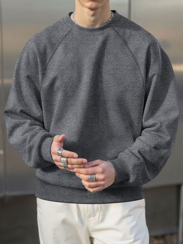 Men's Casual Fleece-Lined Sweatshirt With Raglan Sleeves & Color Blocking – Lightweight & Comfortable For Spring & Fall_viptrois.com