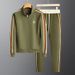 Men's Clothing Stand Collar Leisure Sports Suit Men's Fashion Sportswear Long Sleeve Straight Pants Two Piece Suit_viptrois.com