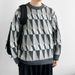 Pure Cross-Border 2025 Juheng Autumn Winter Round Neck Loose Color-Block Thickened Warm High-End Sweater Knitwear Men's_viptrois.com