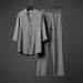 men's clothing thin three-quarter sleeve t-shirt casual suit men's summer large size loose mid-sleeve trousers cotton and linen two-piece set_viptrois.com