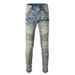 Men's Clothing Hand Worn Beggar Style Old Slim Elastic Trendy Brand Tailored Motorcycle Jeans American Men's Denim 979_viptrois.com