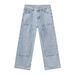 Men's Clothing Four Seasons Korean Style Bright Line Deconstruction Light Blue Straight Washed Loose Jeans Trend_viptrois.com