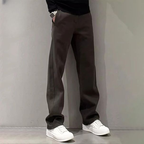 2026 High-End Men's Outfit High Street Long Autumn Winter Trendy Cool Casual Simple Versatile Slimming Loose Straight Pants_viptrois.com