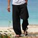 Men's Clothing Cotton And Linen Casual Pants Spring Loose Cotton And Linen Drawstring Hip Hop Light Wide Leg Straight Pants_viptrois.com