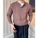 New Long Sleeved Knitted Sweater For Men With Henry Collar, Light And Mature Business Fit_viptrois.com