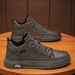 Men's High Top Retro British Style Casual Leather Boots - Waterproof Slip-On Ankle Boots With EVA Insole For All-Day Comfort_viptrois.com