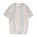 Men's Clothing Pure White Jacquard Short Sleeved Sweater For Men Thin Bottoming Shirt For Men's Trendy Half Sleeved Knitted Sweater_viptrois.com
