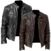 Men's Leather Jacket Bomber Motorcycle Biker Pu Leather Casual Loose Fit Faux Jacket For Men_viptrois.com