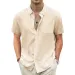 Lightweight Hawaiian Cotton Linen Breathable Short Sleeve Shirts Vacation Beach Casual Summer Men's Tops With Pocket_viptrois.com