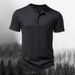 Unbeatable Quality Ins 2025 Summer Sale Men's Solid Color Henry Collar Short Sleeve T-shirt Polo Shirt_viptrois.com