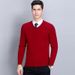 Loom Cross-Border Same Style European And American Business Youth Men's V-Neck Solid Color Knitted Wool Fashion Slim Fit Base_viptrois.com