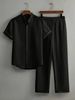Men's Clothing Men's Casual Multi Color Beach Wear Bamboo Wrinkled Short Sleeved Suit Two Piece Suit_viptrois.com