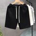 Men's Quick-Dry Drawstring Shorts 5" Inseam Mid Waist Beach & Gym Essential CoastalFlex Comfortable Polyester Shorts For Spring Summer Autumn_viptrois.com