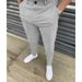 Men's Mid-Waist Solid Color Trousers Slight Elastic Casual Pants_viptrois.com