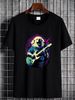 Punk Rock Guitar Great Pyrenees Dog Guitarist T-Shirt Slightly Comfortable Casual Unisex Stylish Homme Designer Clothes Top For Everyday Wear Soft_viptrois.com