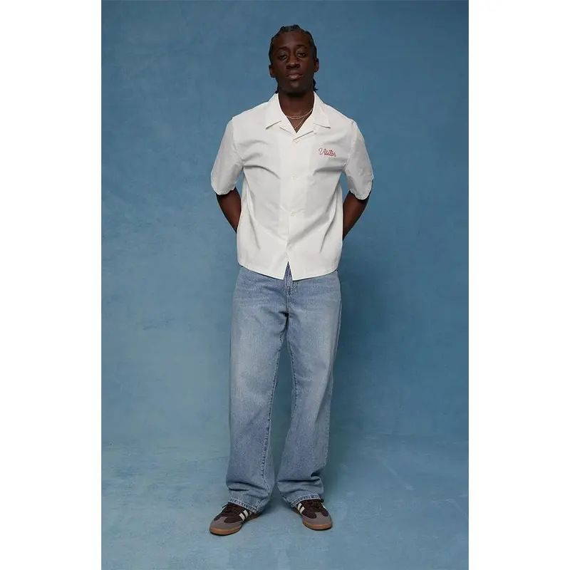 Men's Retro Washed Straight Leg Loose Fit Casual Pants Light Color Trendy Distressed Versatile Style Long Trousers_viptrois.com