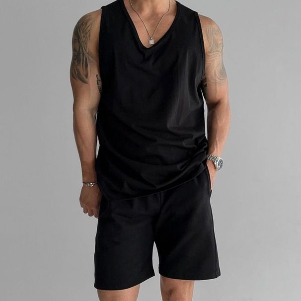 Men's Slim Fit Solid Color Sports Fitness Tank Top Summer Trendy_viptrois.com